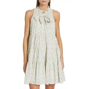 NWT En Saison Sz M Orielle Floral Tie-Neck Tiered Mini Dress Flowy
